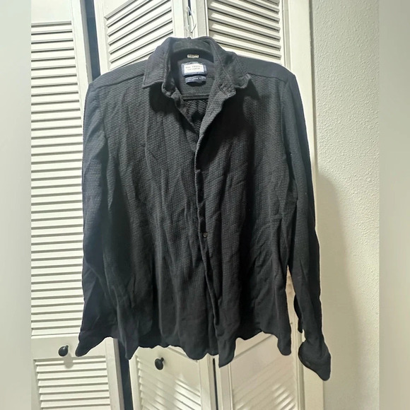 Ron Tomson Black 100% Cotton Men’s Button Down Shirt Size Medium EUC - Picture 1 of 4